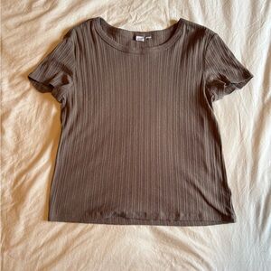 GAP Brown Ribbed Short Sleeve Tee